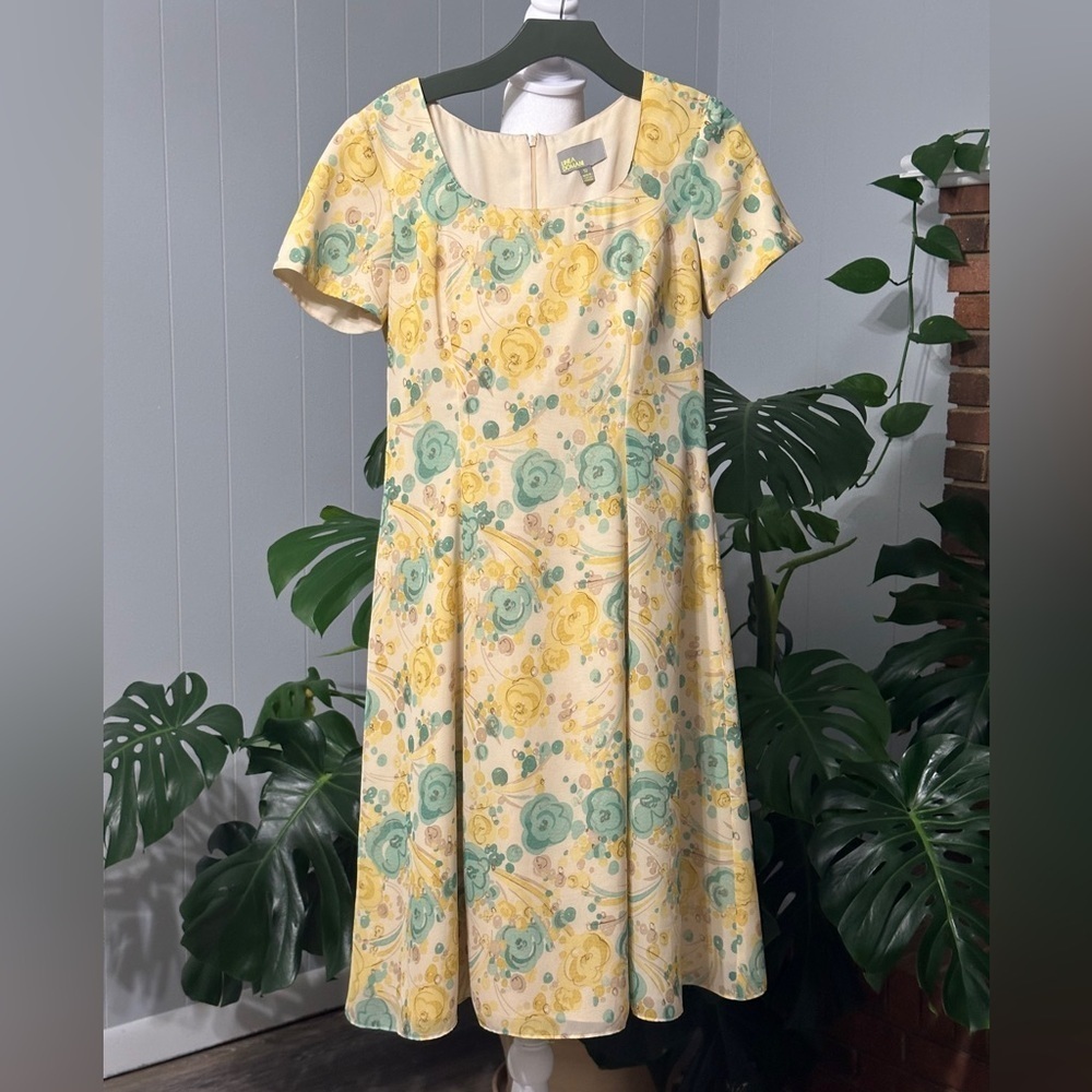 🛍️ Linea Domani beautiful floral dress with short sleeve & Lining,back zipper